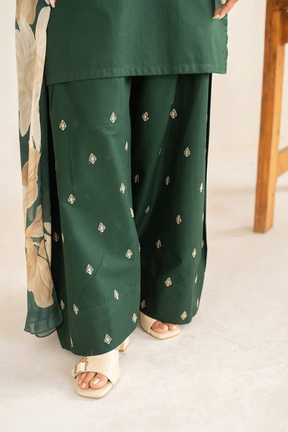 Emerald Green Embroidered Farshi Set