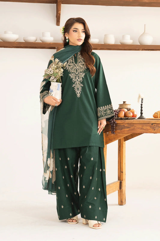 Emerald Green Embroidered Farshi Set