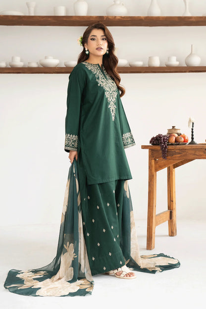 Emerald Green Embroidered Farshi Set
