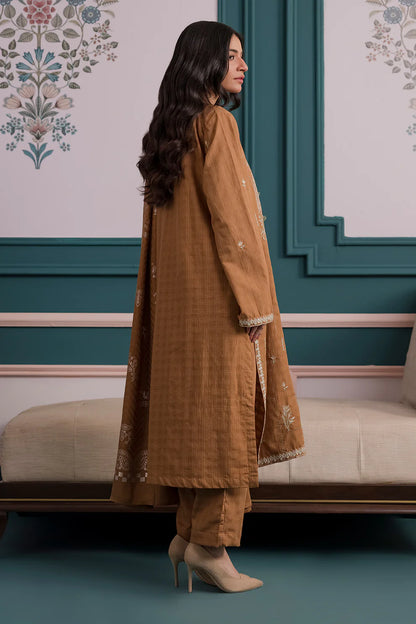 Embroidered Khaddar 3-Piece Suit – Rich Brown
