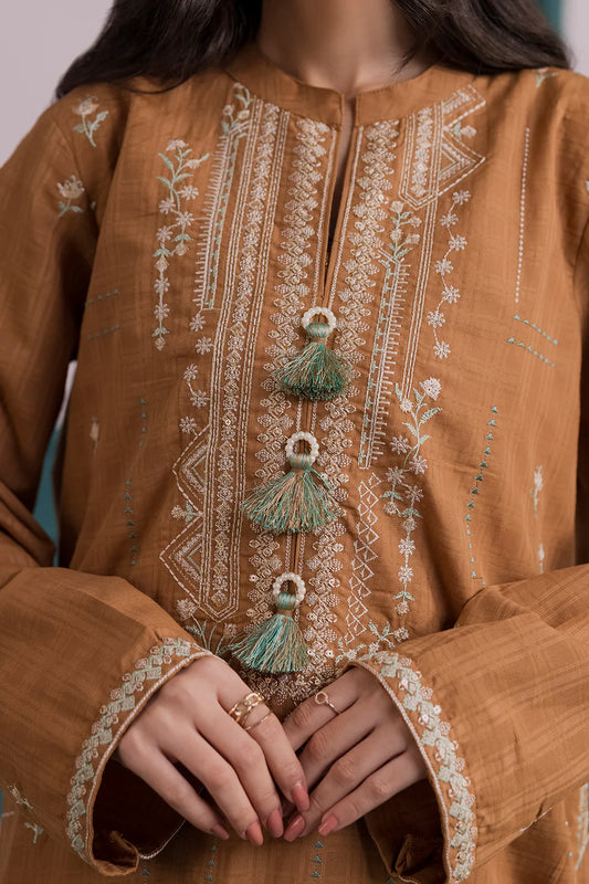 Embroidered Khaddar 3-Piece Suit – Rich Brown