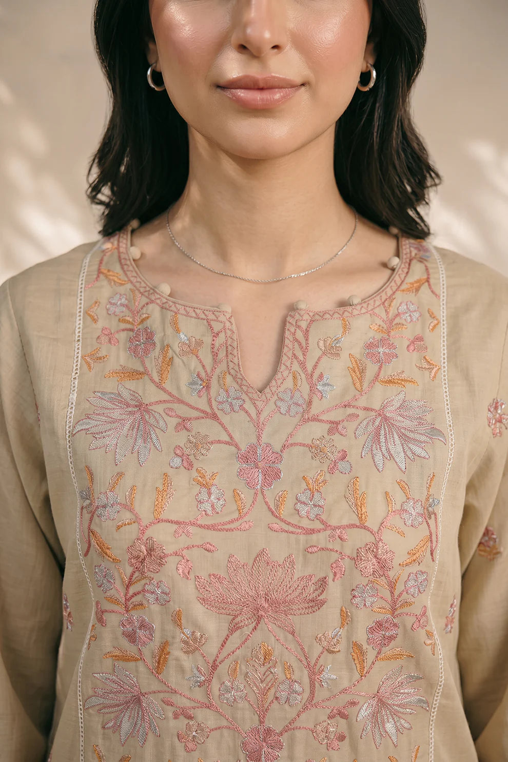 Embroidered Crosshatch 3-Piece Suit – Light Beige