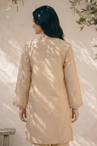 Embroidered Crosshatch 3-Piece Suit – Light Beige