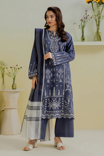 Embroidered Crosshatch 3-Piece Suit – Deep Grey
