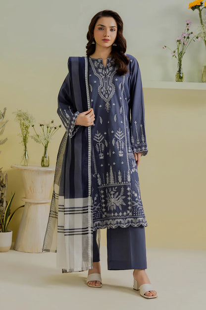 Embroidered Crosshatch 3-Piece Suit – Deep Grey