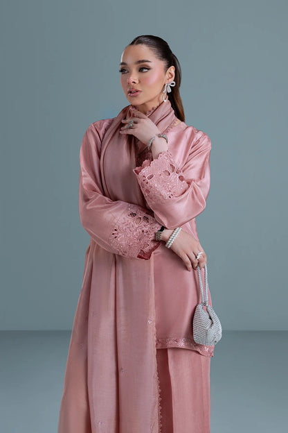Dusty Pink Sheesha Silk Suit | 3-Piece Stitched | HANA-B