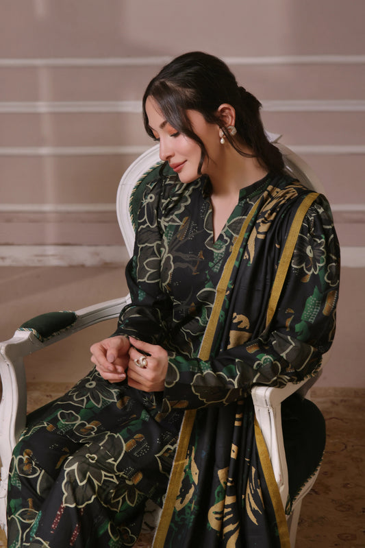Digital Printed Dhanak Suit - 3pc