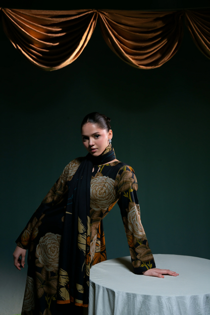 Printed Dhanak Suit 3pc