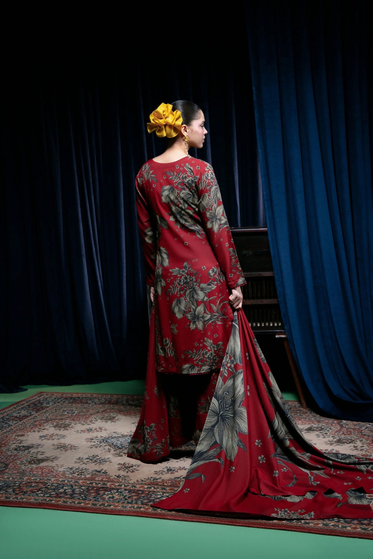 Digital Printed Dhanak Suit - Red