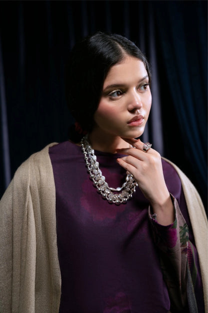 Digital Printed Dhanak Suit - Purple