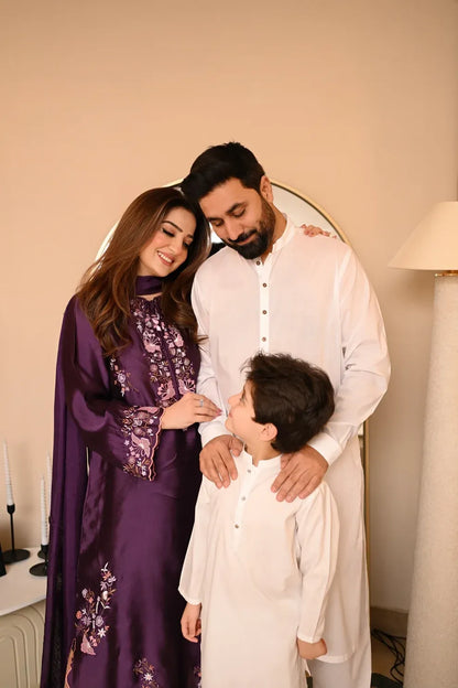Royal Purple Mia Silk Embroidered Kaftan