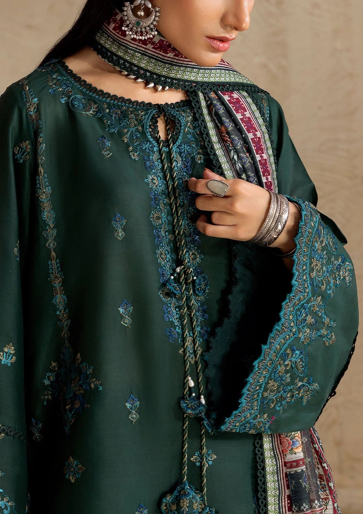 Embroidered Jacquard Lawn Suit - C2507
