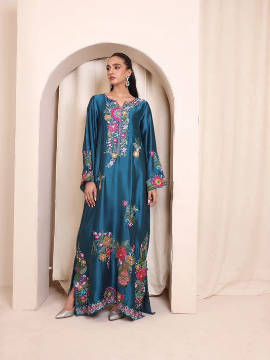 Zinc Shisha Silk Luxury Embroidered Kaftan - Samara