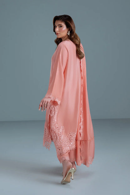 Peachy Pink Sheesha Silk Festive Set | 3-Piece Stitched | TANYA