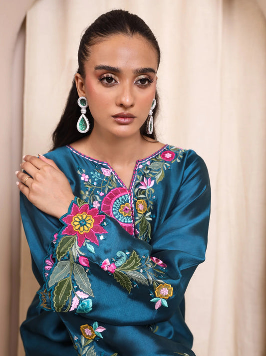 Zinc Shisha Silk Luxury Embroidered Kaftan - Samara
