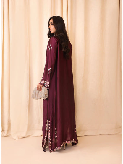 Silk Hand-Embellished Embroidered Kaftan - Reene