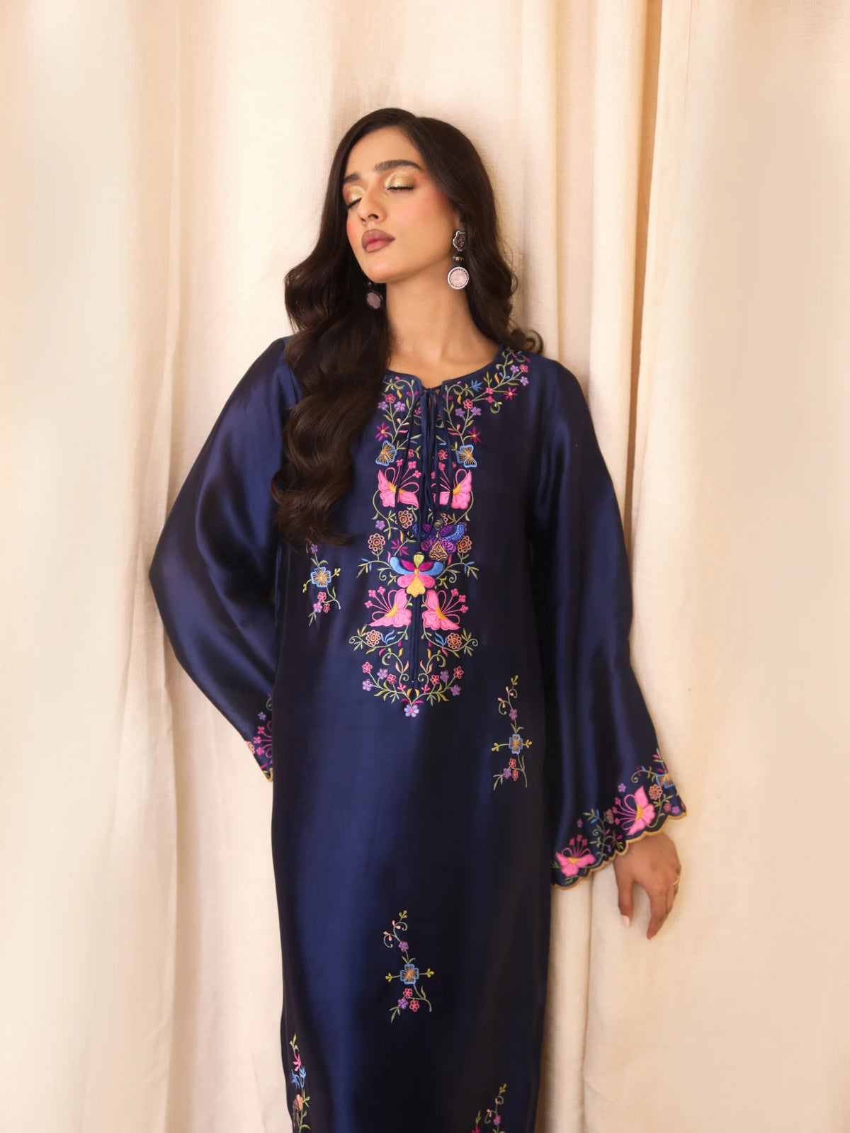 Sheesha Silk Embroidered Kaftan - Mia