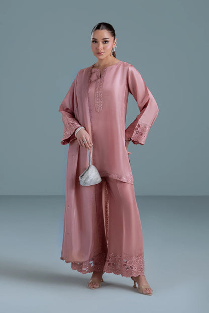 Dusty Pink Sheesha Silk Suit | 3-Piece Stitched | HANA-B