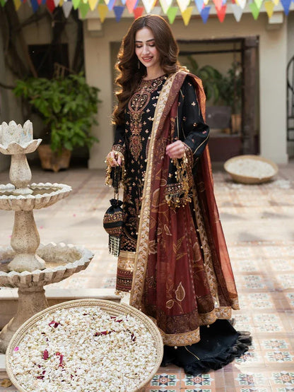 Festive Embroidered Black Suit – 3PC Set
