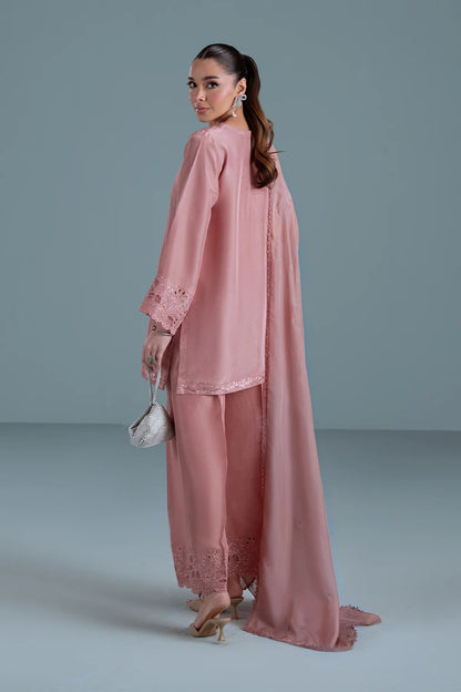 Dusty Pink Sheesha Silk Suit | 3-Piece Stitched | HANA-B