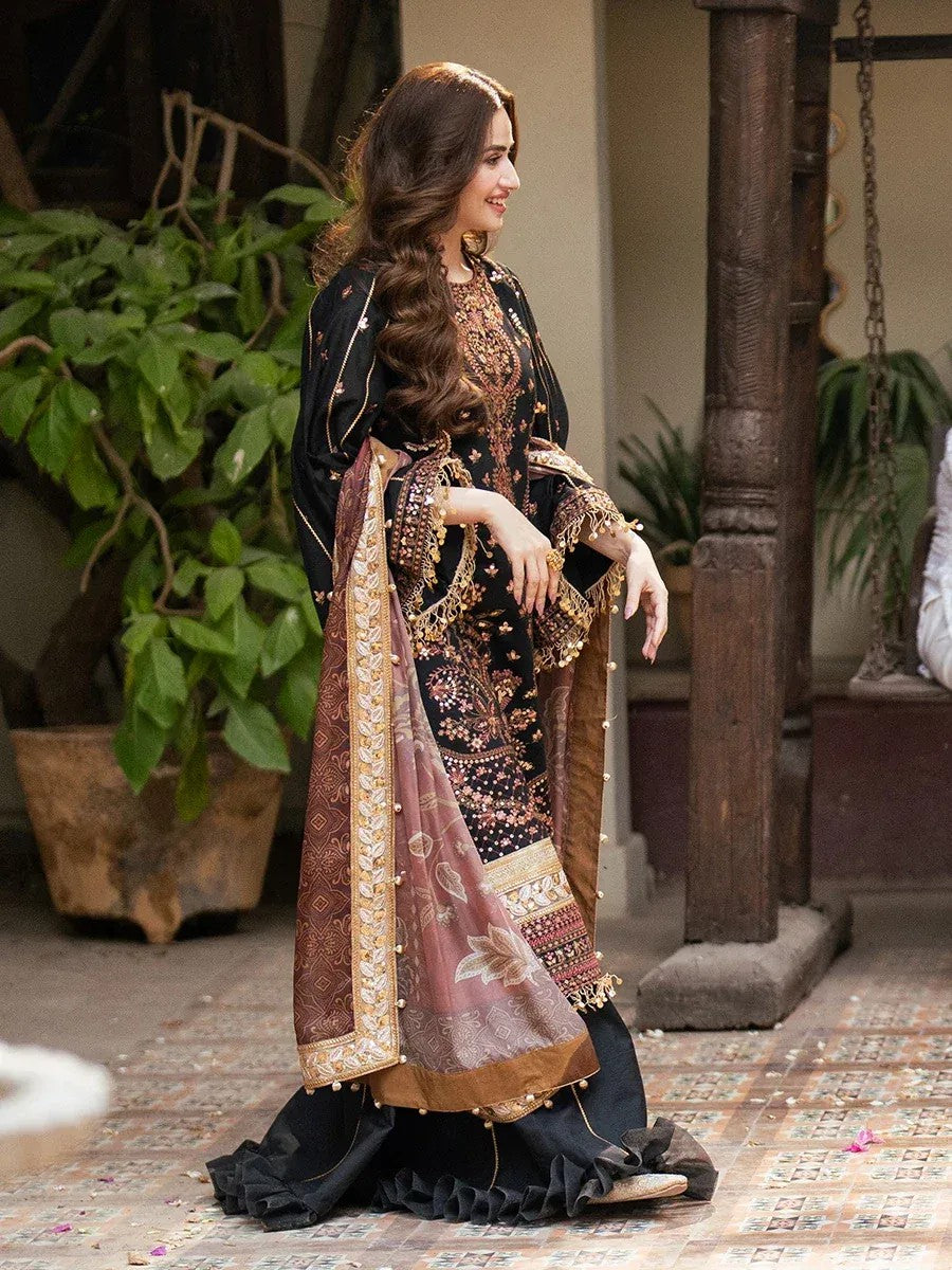 Festive Embroidered Black Suit – 3PC Set